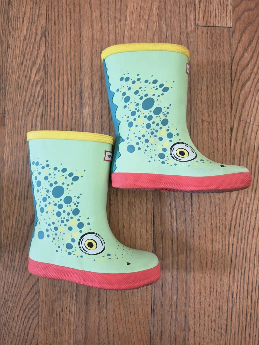 HUNTER Kids' Green Lizard Splash Rain Boots Size 10/ UK 9/ EU 27